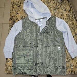 Green Quilted Vest with Gray Hoodie Tommy Bahama